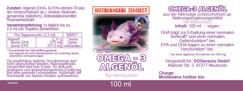 Omega - 3 Algenöl mit EPA, DHA und DPA