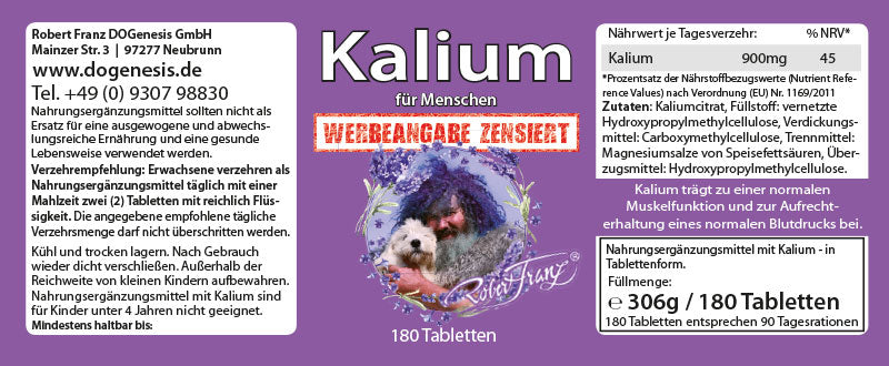Kalium 180 Tabletten Robert Franz